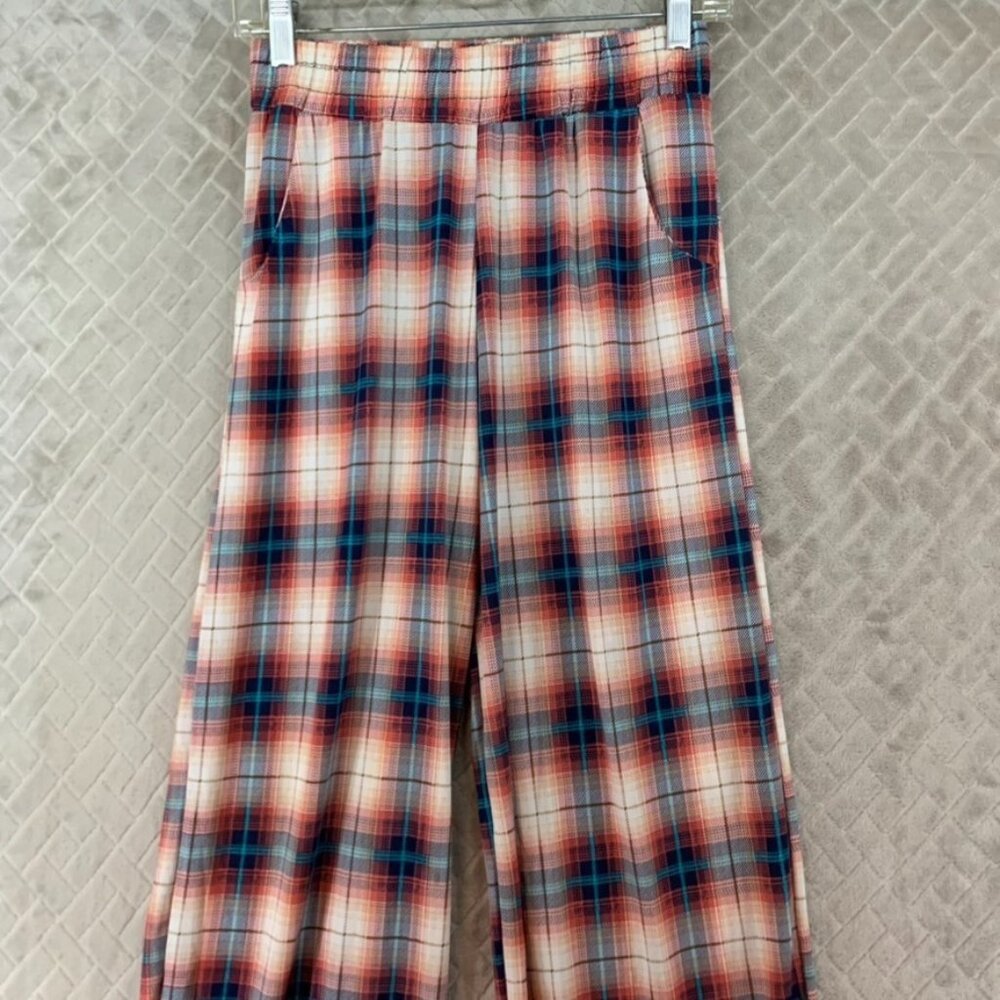 Lildy Pants Womens Small Plaid Baggy Straight Leg Lightweight Flowy High Rise - Picture 2 of 13